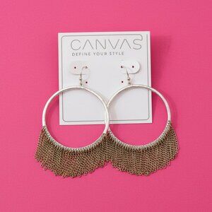 Canvas Style Gold and Silver Fringe Hoop Earrings